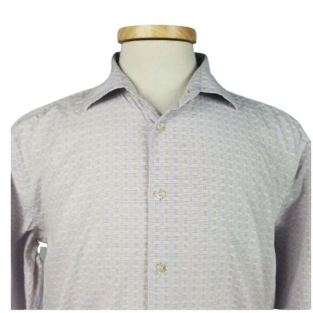 Etro Milano 44 Large White Plaid Mens Casual Shirt Made in Italy Cotton